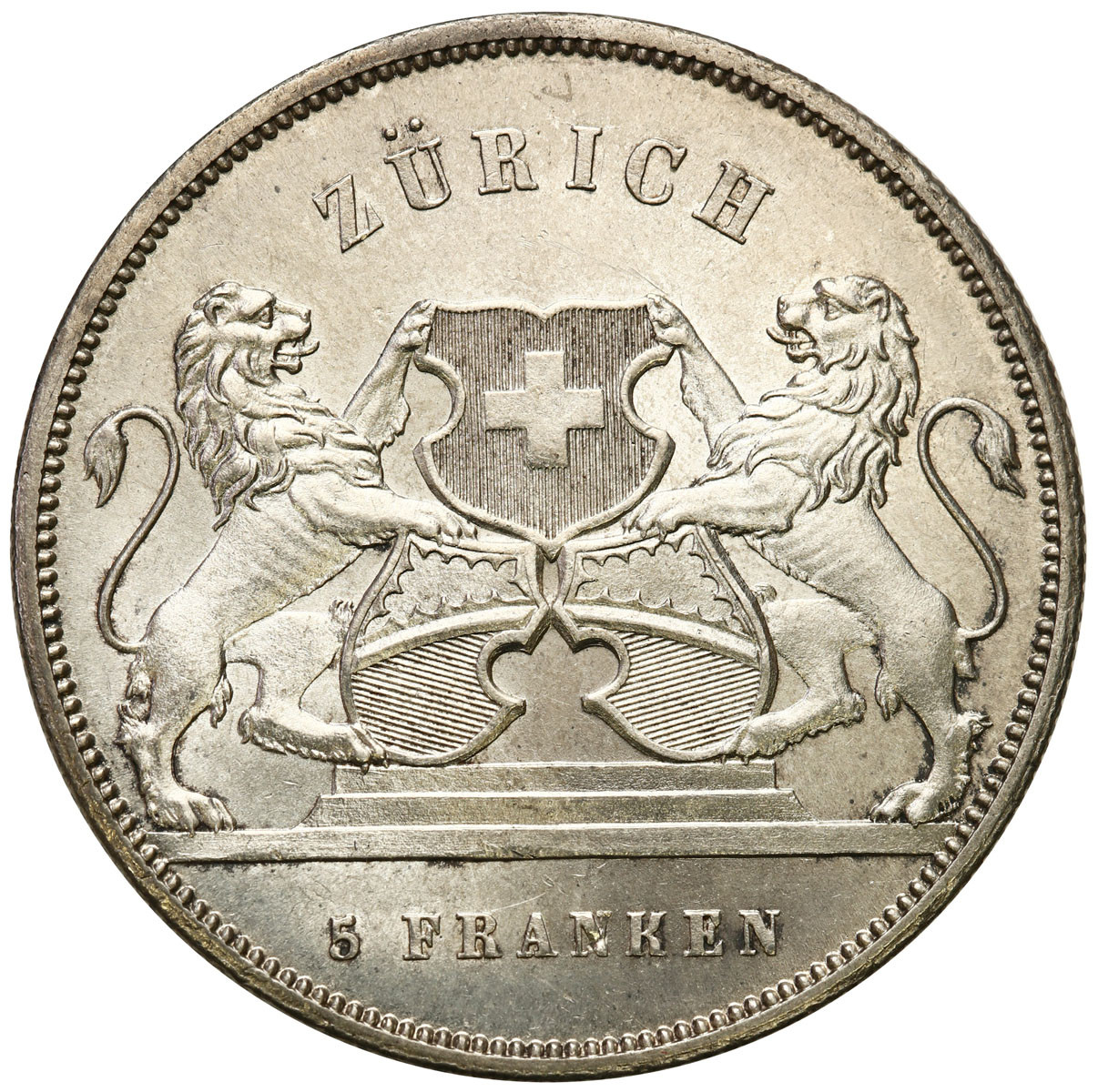 Szwajcaria. 5 franków strzeleckie 1859, Zurich - PIĘKNE